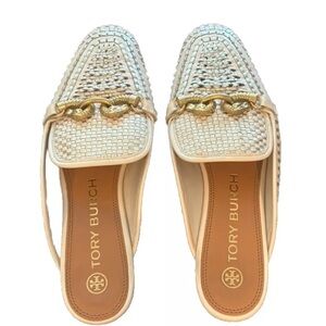 Tory Burch Jessa Woven Mule Ivory Size 8